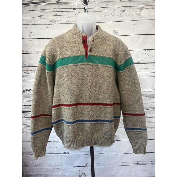 Pendleton Other - Pendleton Sweater Mens Large 100% Virgin Wool Pullover Knit Tan Striped USA